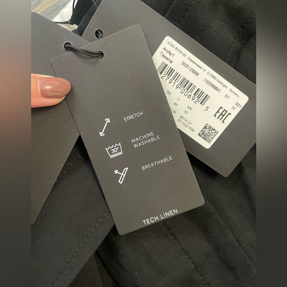 NWT BOSS Relaxed-Fit Trousers in a Linen Blend - Picture 8 of 12